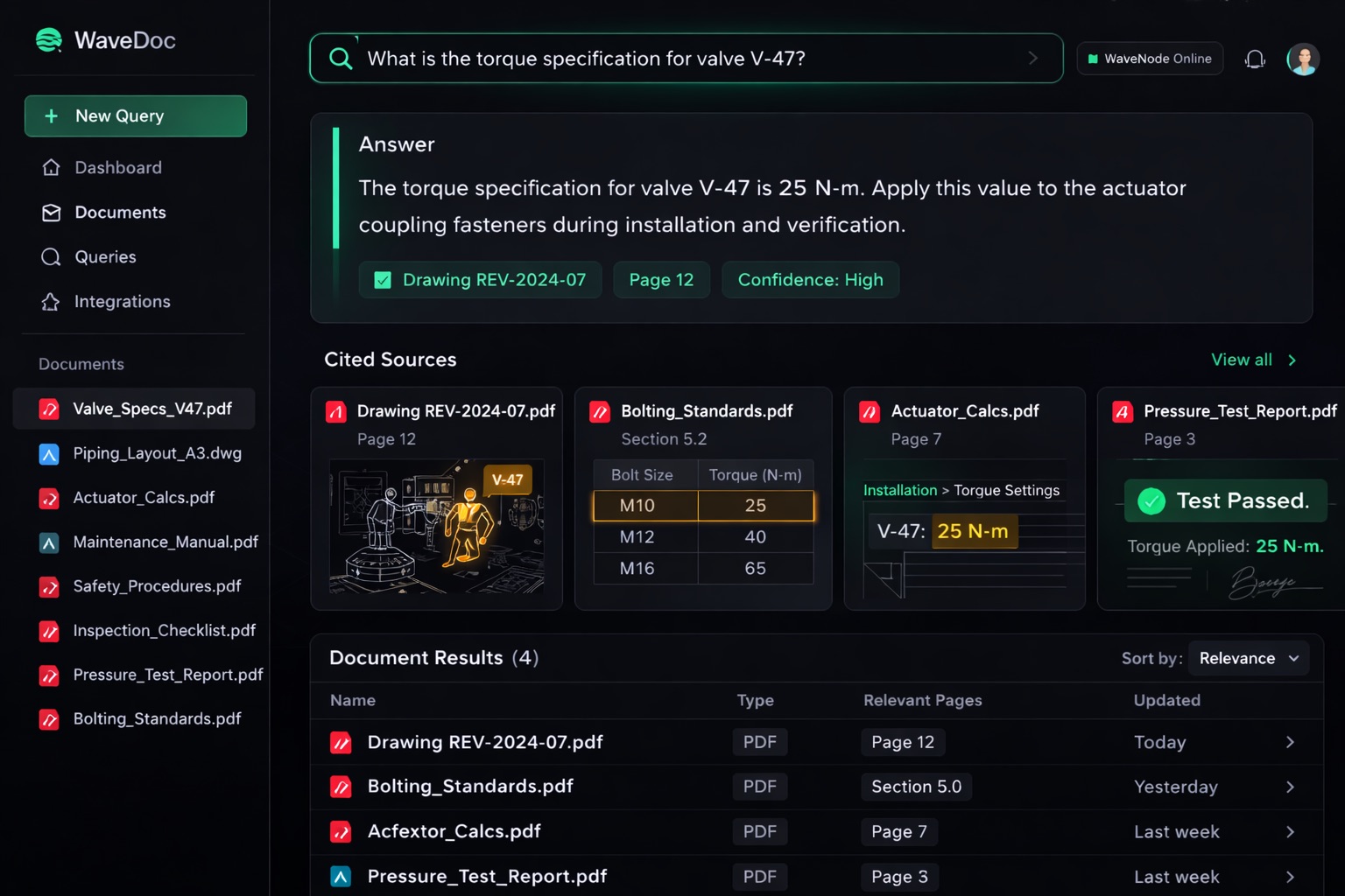 WaveDoc — enterprise document intelligence interface